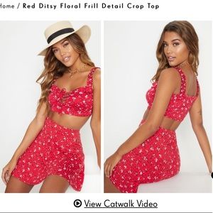 Red floral matching set